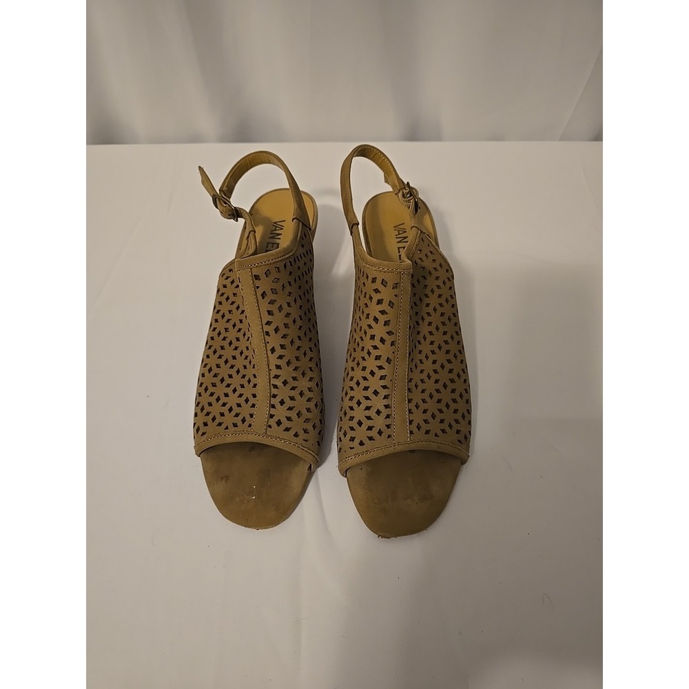 Van Eli Candra Women's Heeled Sandals Shoes Taupe Perforated Nubuck Size 8.5 N